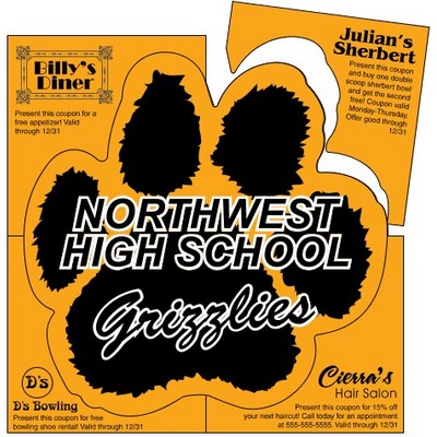 Square 4 Color Process Outdoor Magnet w/Kiss Cut Paw Print (6"x 6")